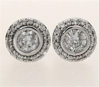 .65 CT Diamond Halo Stud Earrings 14 Kt