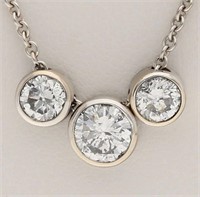 $ 10,480 1.40 Ct Bezel Set Diamond Necklace