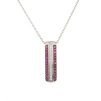Sterling Silver Ruby Sapphire Bar Pendant Necklace