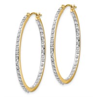 14 Kt Yellow Gold Diamond Hoop Earrings