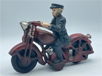 Vintage Cast Iron Motorcycle Cop Figure
