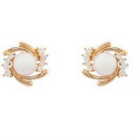 .25 Ct Diamond Pearl Stud Earrings 14 Kt