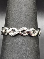Sterling Silver Infinity Ring w White Stones 1.16
