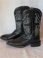 Justin-  Black Square Toe Cowboy Boots, Size 9.5D