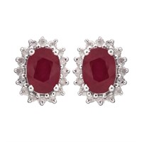 2.25 Ct Ruby Diamond Earrings 10 Kt