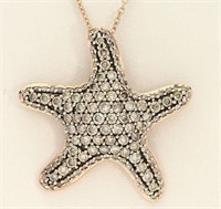 1.25 Ct Diamond Star Fish Pendant Necklace 14 Kt