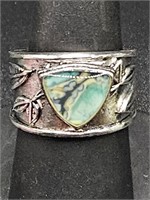Silver w/ Green Stone Ring Size 8