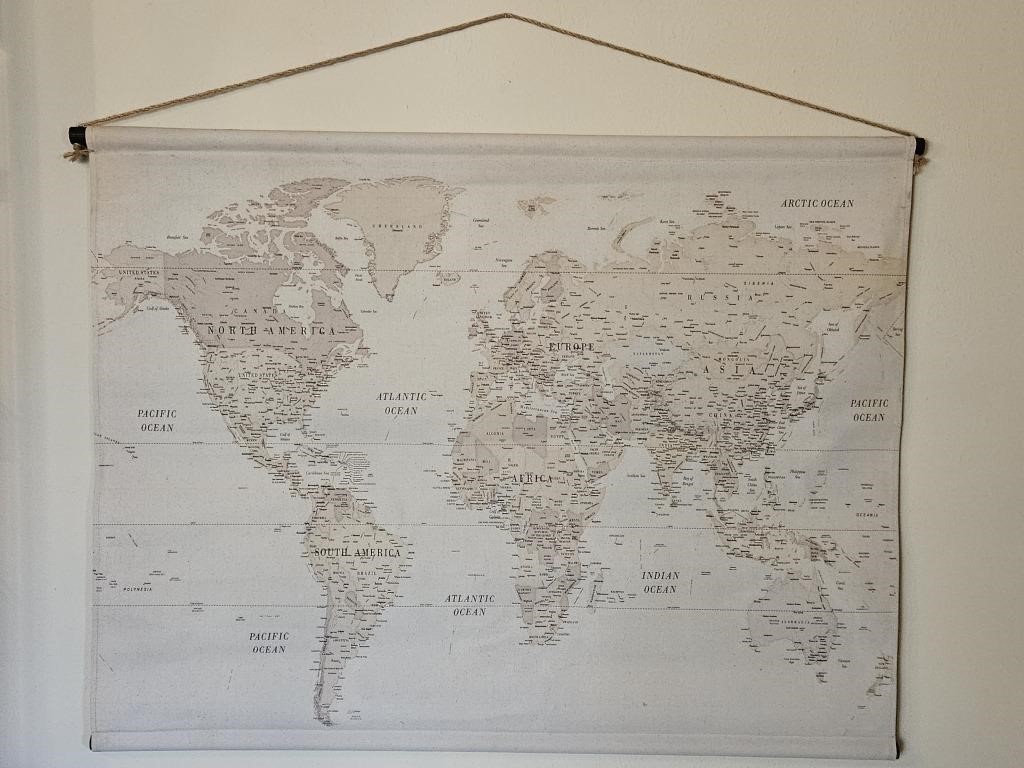 Wall Map on Canvas. 45½ X 35