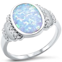 925 Silver Opal Creation Austrian Crystal Ring