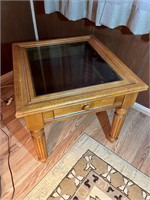 Square Glass Top Shadow Box Style Side Table