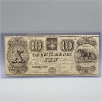 1837 $10 BANK OF MANCHESTER US CURRENCY