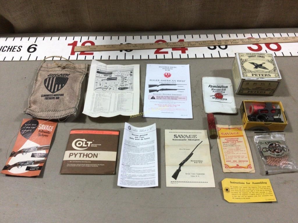 Misc manuals, parts boxes.