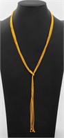 24K Yellow Gold 5-Strand Lariat Necklace