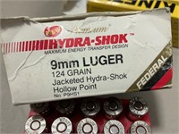 9mm Luger Federal Hydra Shok HP bullets