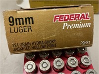 9mm Luger Federal jacketed HP bullets