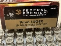 9mm Luger Federal Hydra Shok JHP bullets