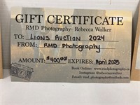 $400 Photography Certificate