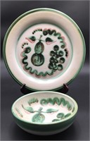 M. A. Hadley Green/Pink/White Glazed Dishes