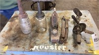 Old Oil Jars, Wood Planer, drill, Draw Knife