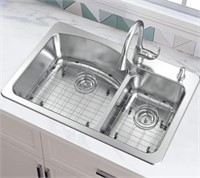 33 in. Drop-In Stainless Steel Kitchen Sink