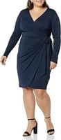 --Women's Long SleeveNAVY Wrap Dress SMALL
