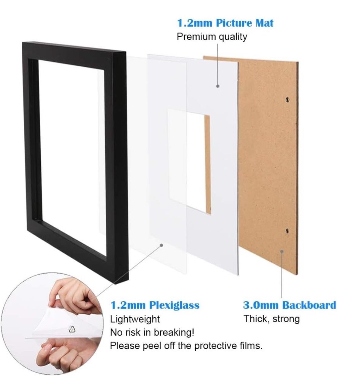 12x16 Picture Frame Black Covered by Plexiglass