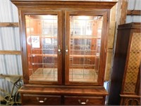 Lighted Glass Door Wood China Cabinet
