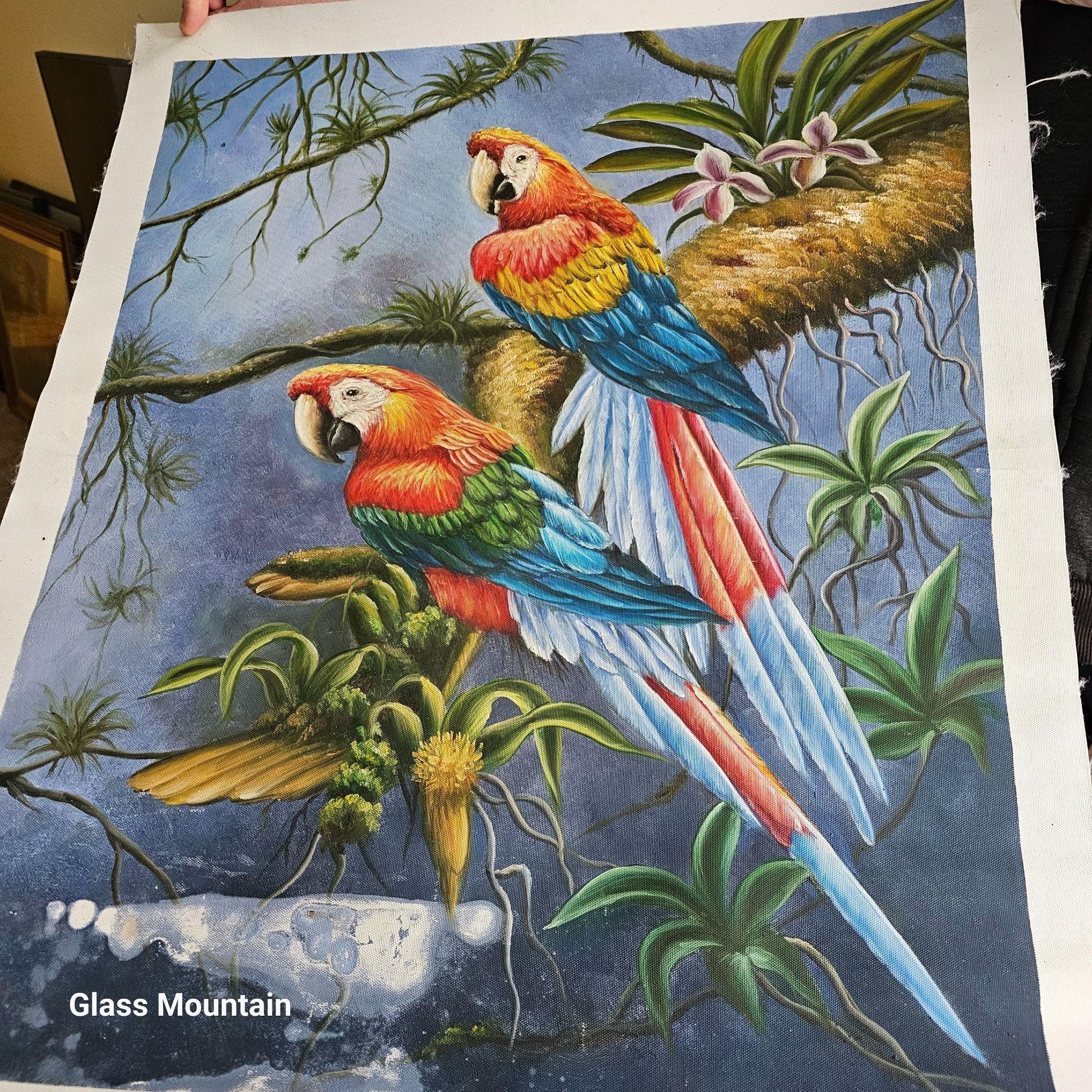 Vintage Macaw Parrots Giclee Print Artwork