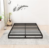 Lutown-Teen 6 Inch Bed Frame  Metal  Black