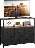 WLIVE TV Stand  45  Fabric Drawers  Black