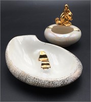 2 Ceramic Ashtray’s w/ Gold Trim