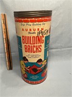 Vintage Auburn building bricks with instructions