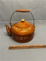 Handpainted, ceramic cookie jar kettle