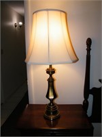2 HEAVY BRASS TABLE LAMPS 38" TALL