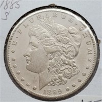 1885 S MORGAN SILVER DOLLAR AU