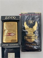Brass Harley-Davidson Zippo & Cigarette Pack Set