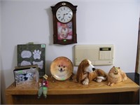 LARGE LOT OF DOG RELATED ITEMS INCL. CLOCK
