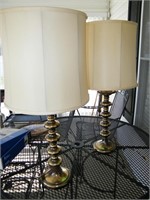 PAIR OF HEAVY BRASS TABLE LAMPS 32" TALL