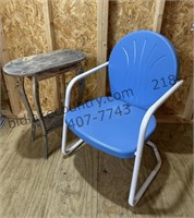 Metal Outdoor Chair and Small Table