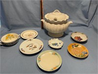 Soup, terrine and assorted painted China