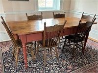 Harvest Table w/ Drawers and Six Chairs