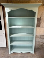 Five Shelf Over painted Turquoise Bookshelf