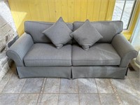 Two Seater Upholstered Gray Fabric Couch