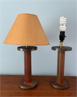 Vintage Pair Thread Spool Table Lamp Bases