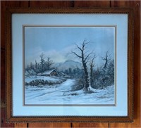 Framed Print 'Farm in Winter' Signed Chandler