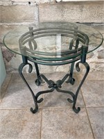 Wrought Iron Glass Top Round Table