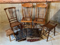 Wooden Chairs, Stools, Upholstered Cushions