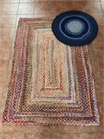 Two Colorful  Braided Rag Rugs