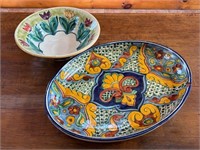 Hand Painted Ceramic Bowl and Platter