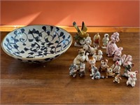 Japanese Figurines and Ceramic Bowl